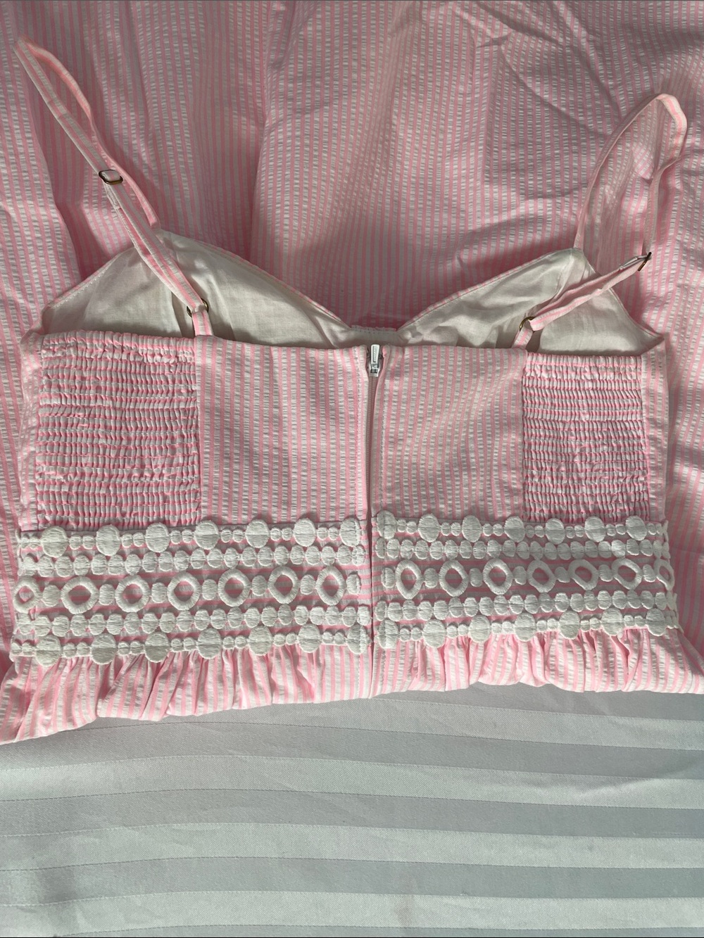 Lilly Pulitzer Pink & White Striped Spaghetti Strap Sundress with Bow - Picture 11 of 12